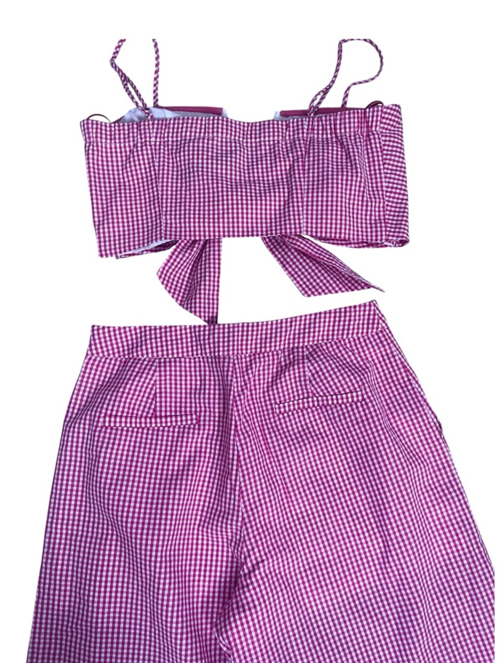 English Factory Red White Check Gingham Set Size Small Wide leg Crop Top NWT - Picture 7 of 16